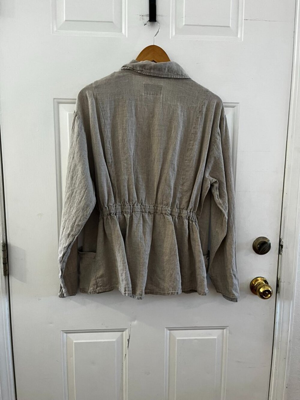 Flax Woman's Jeanne 100% Linen Lagoon-Look Boho Button-Front Jacket sz Lr - Picture 2 of 5
